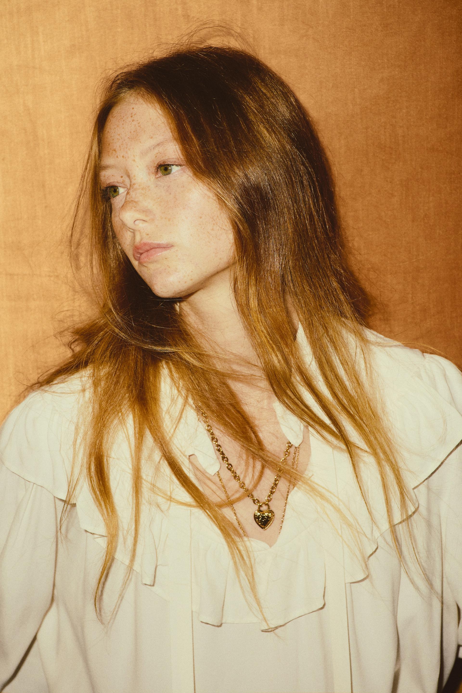 ruffle-trimmed blouse