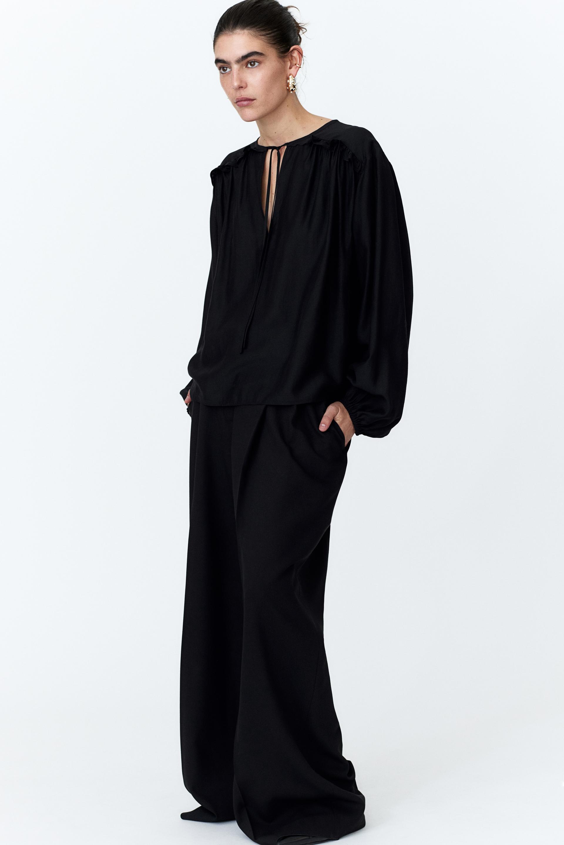 ruffle-trimmed blouse