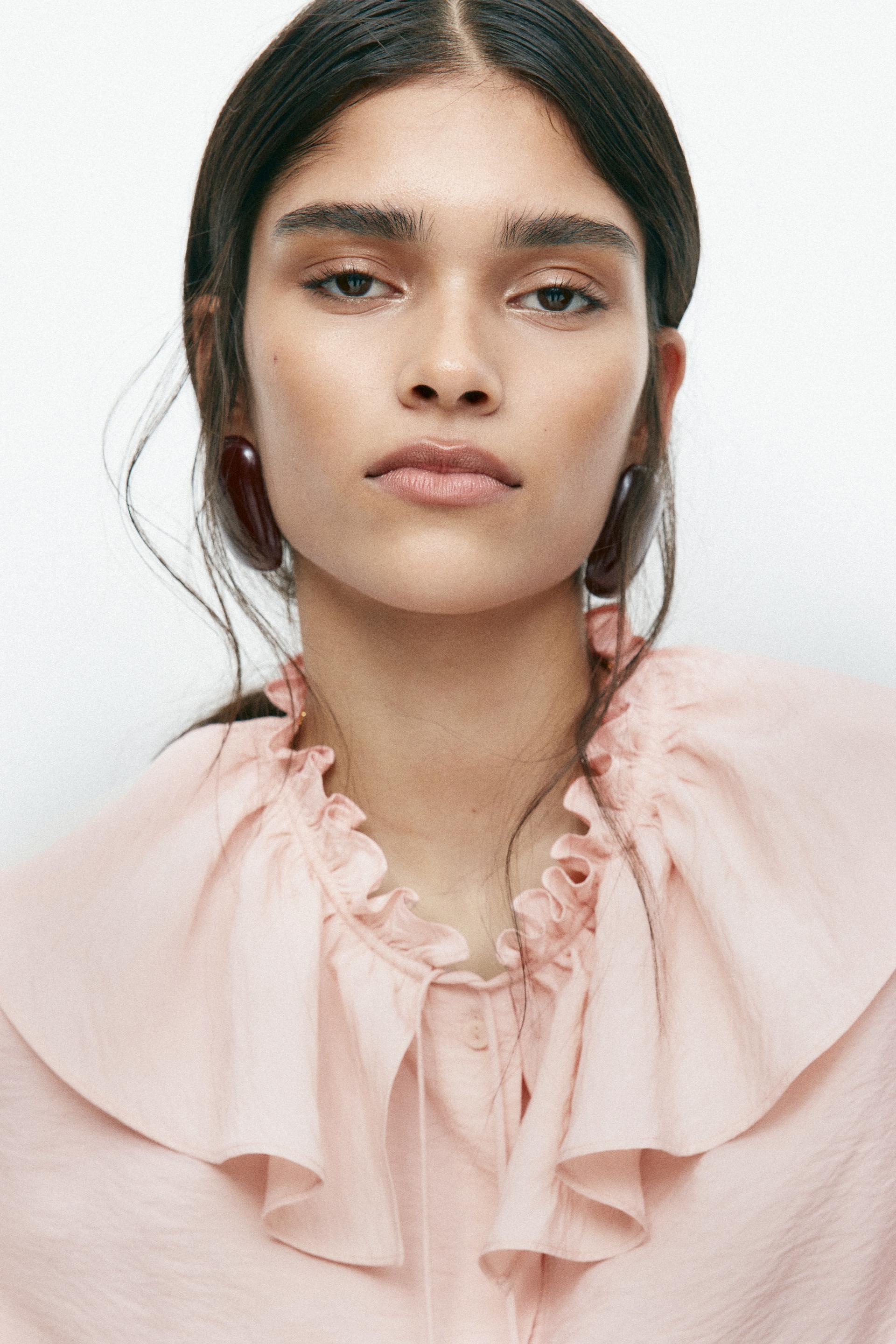 ruffle-trimmed blouse