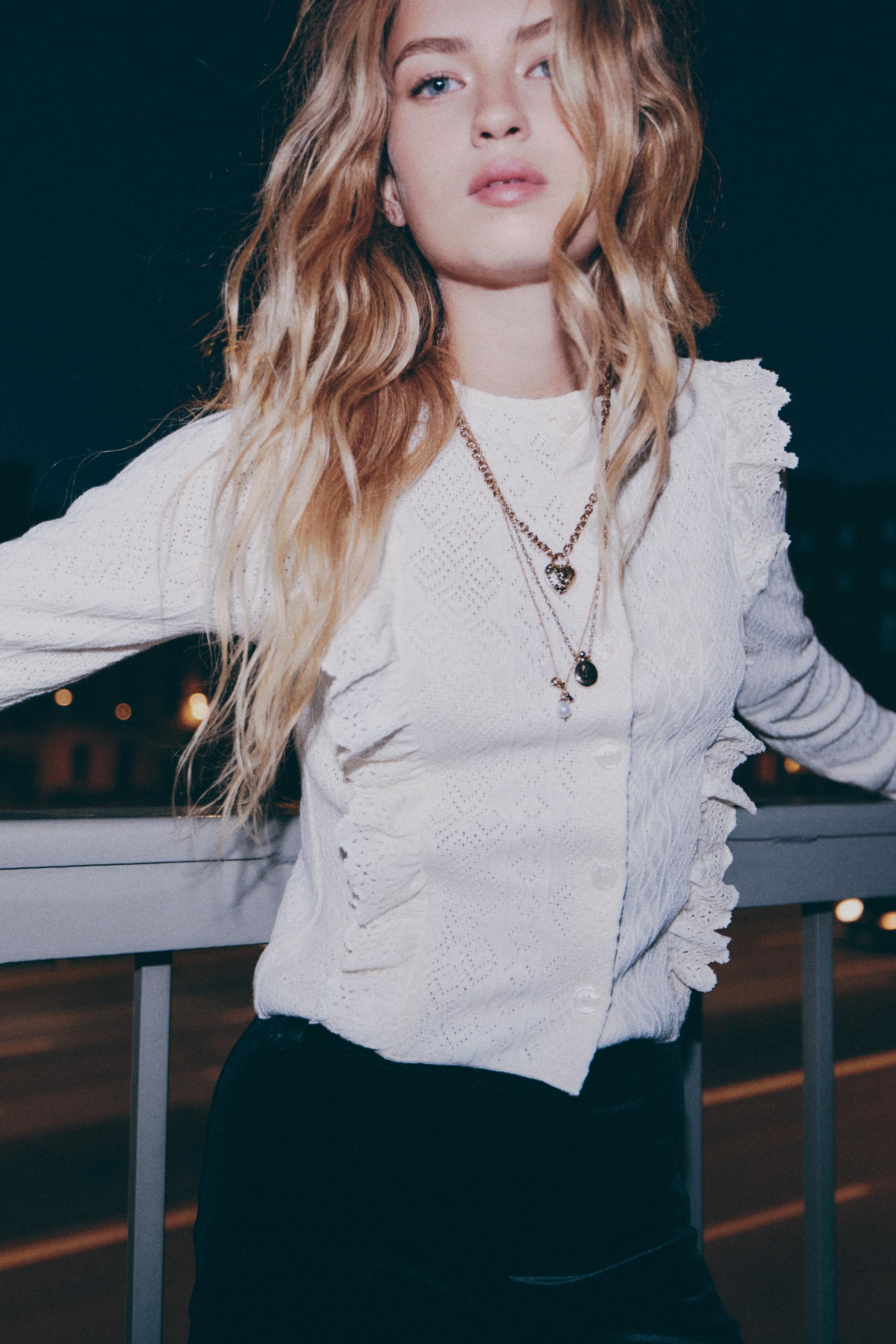 ruffle-trimmed cardigan