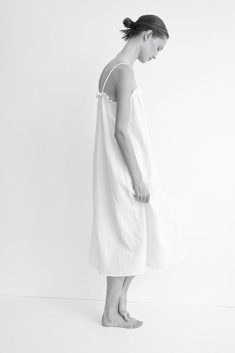 ruffle-trimmed cotton dress
