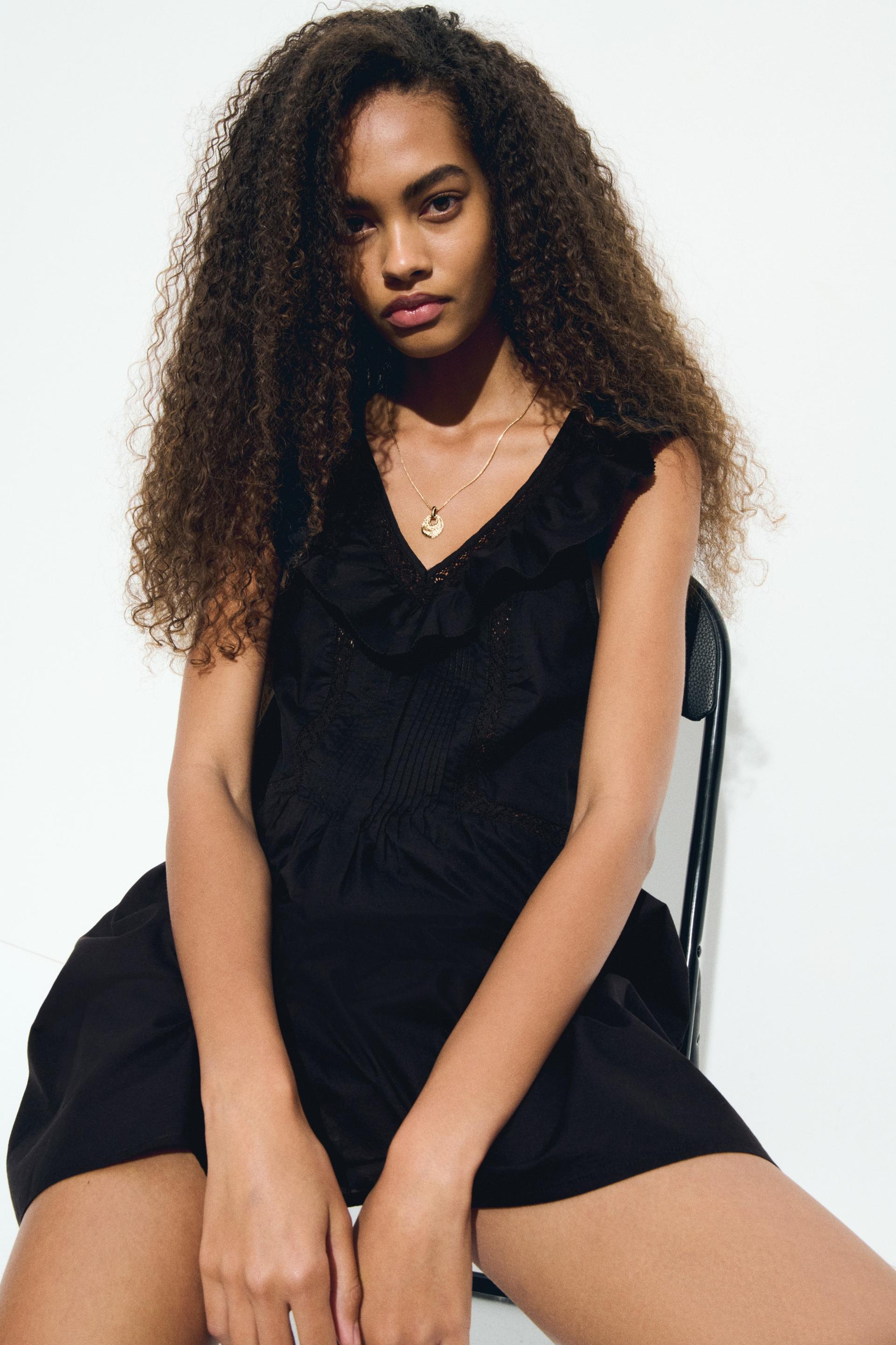 ruffle-trimmed cotton dress