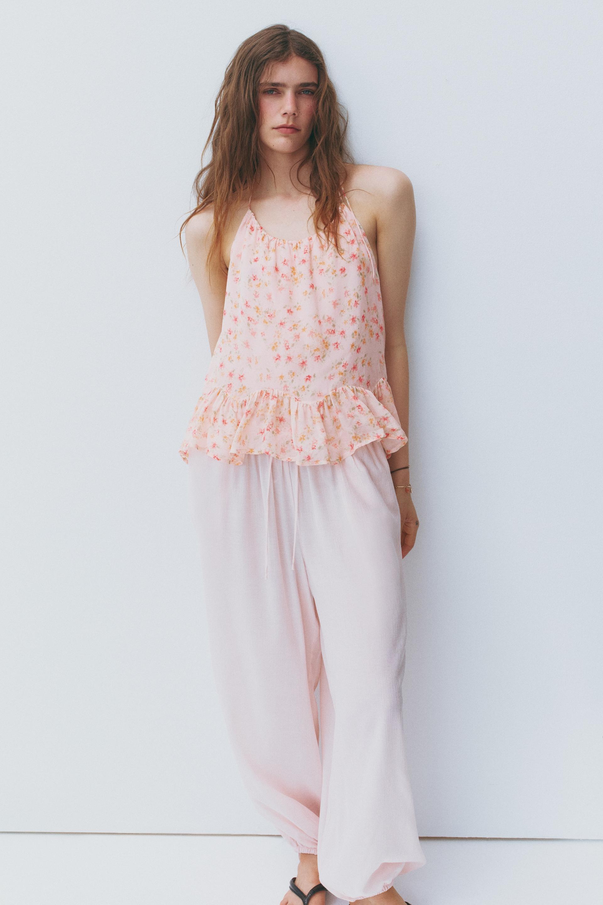 ruffle-trimmed halterneck top