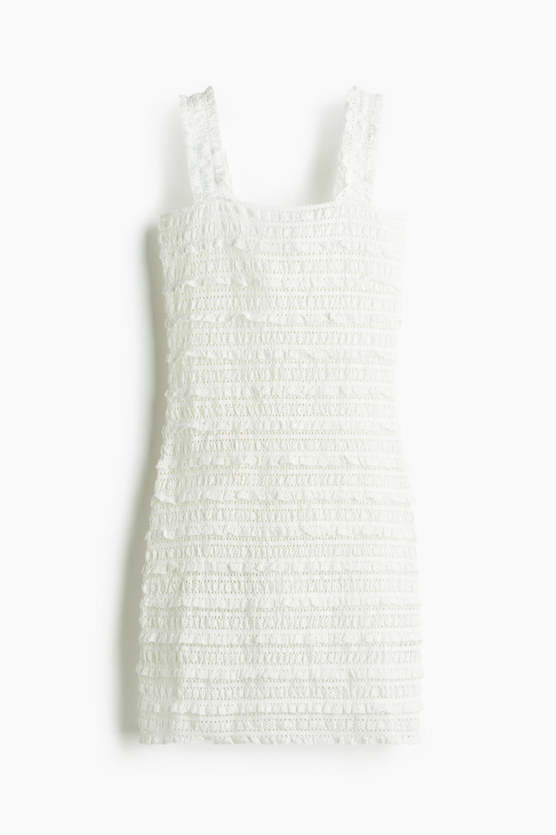 ruffle-trimmed lace-look dress