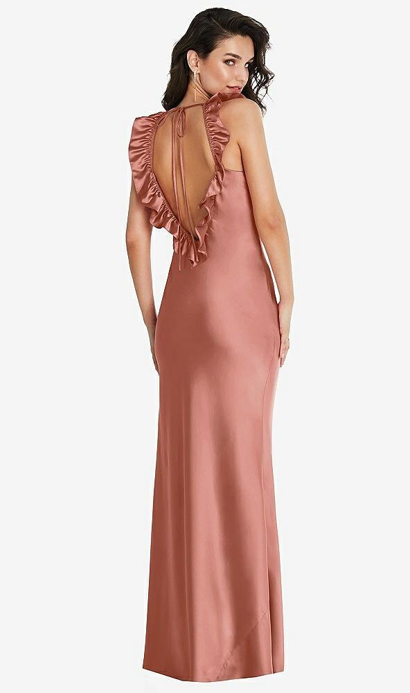 ruffle trimmed open-back maxi slip dress