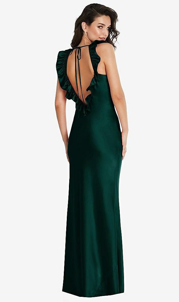 ruffle trimmed open-back maxi slip dress