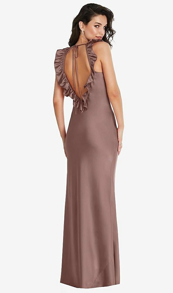 ruffle trimmed open-back maxi slip dress