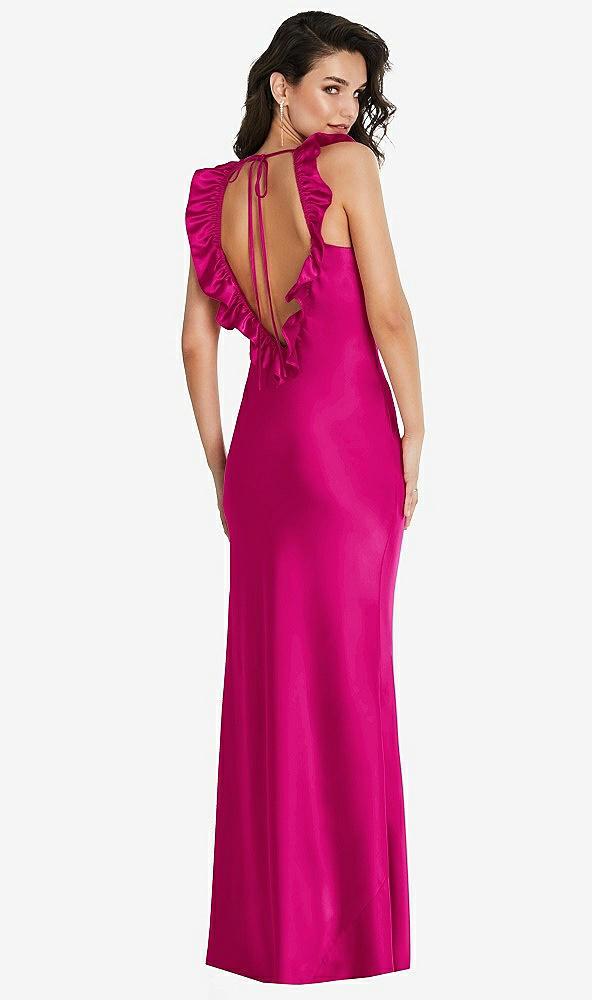 ruffle trimmed open-back maxi slip dress