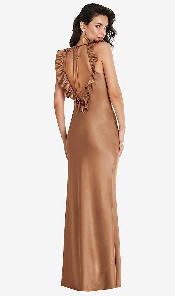 ruffle trimmed open-back maxi slip dress