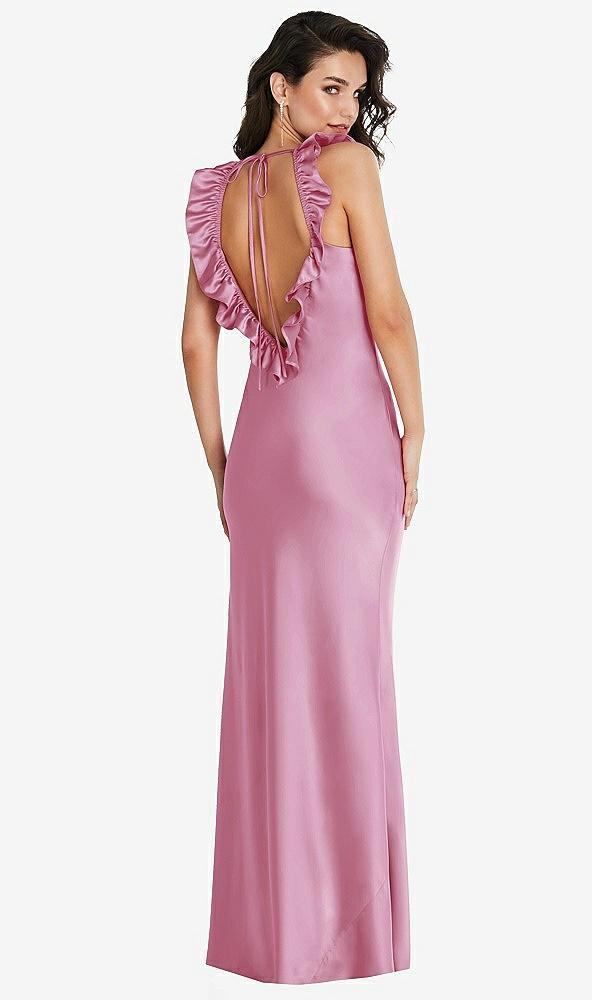 ruffle trimmed open-back maxi slip dress