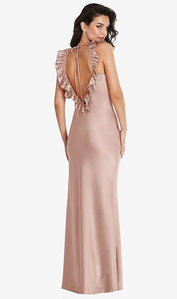 ruffle trimmed open-back maxi slip dress