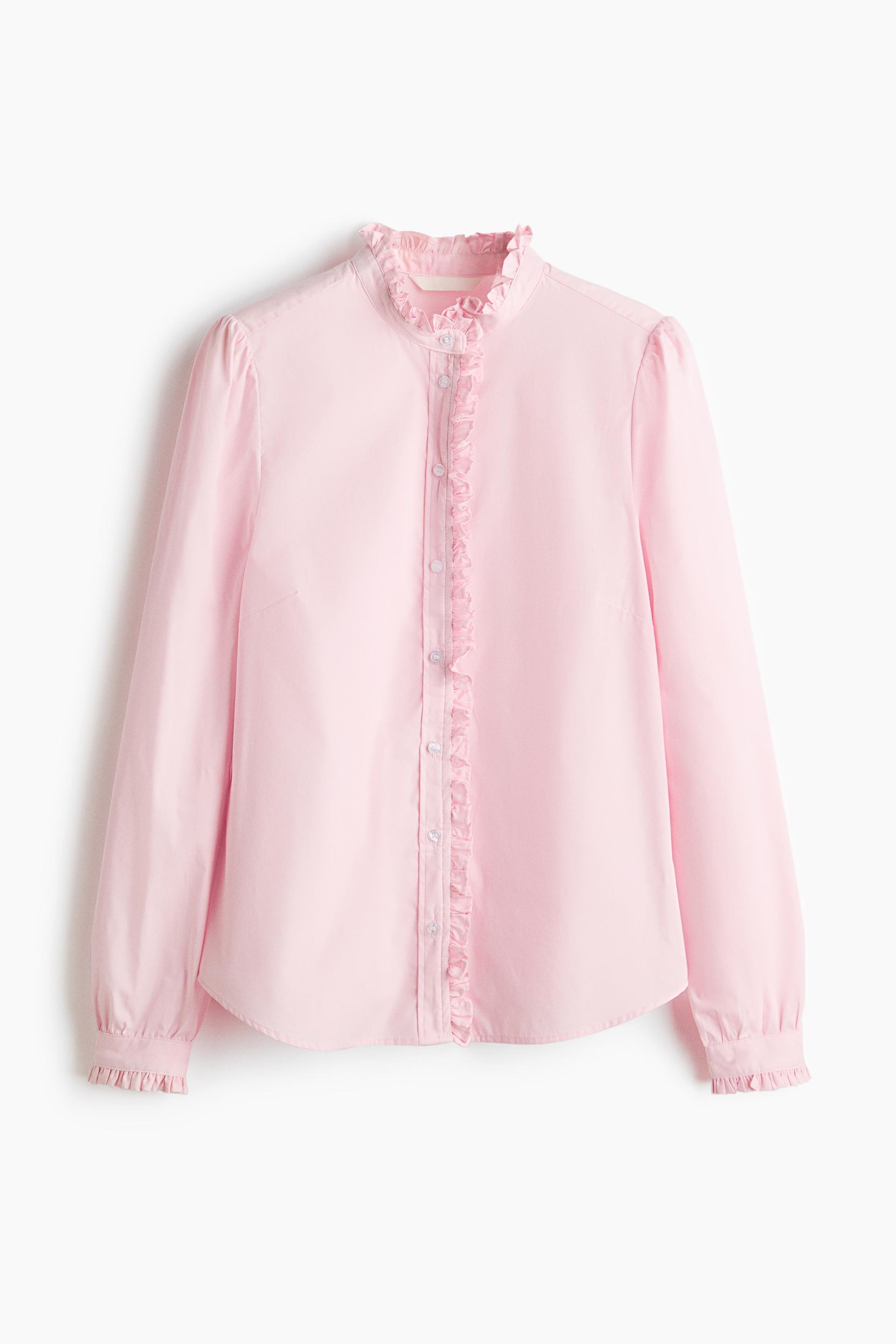 ruffle-trimmed poplin blouse
