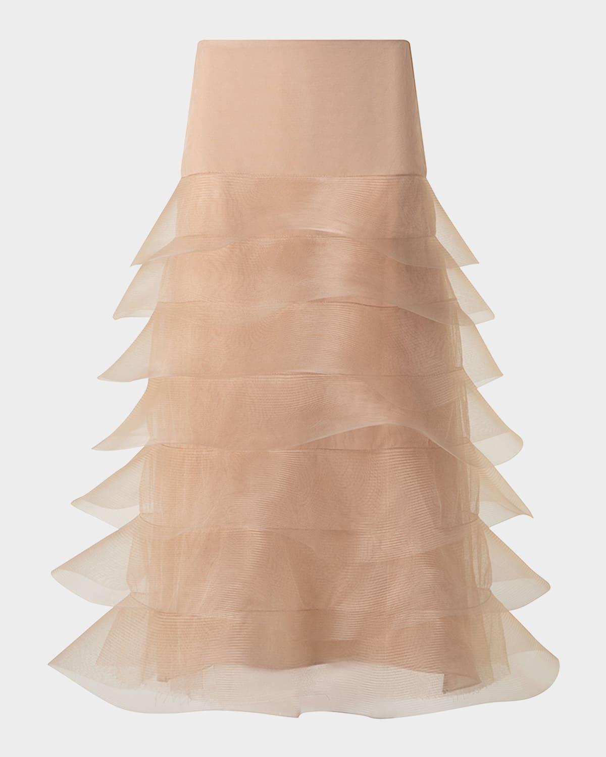 ruffle tulle midi skirt