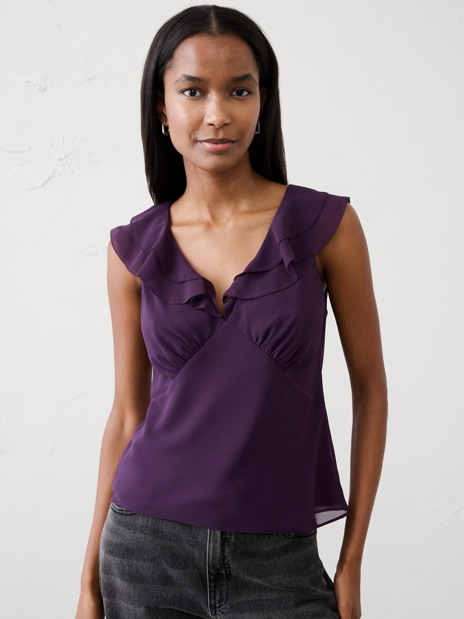 ruffle v-neck chiffon top