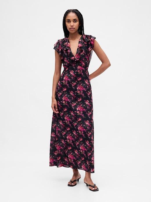 ruffle v-neck maxi dress