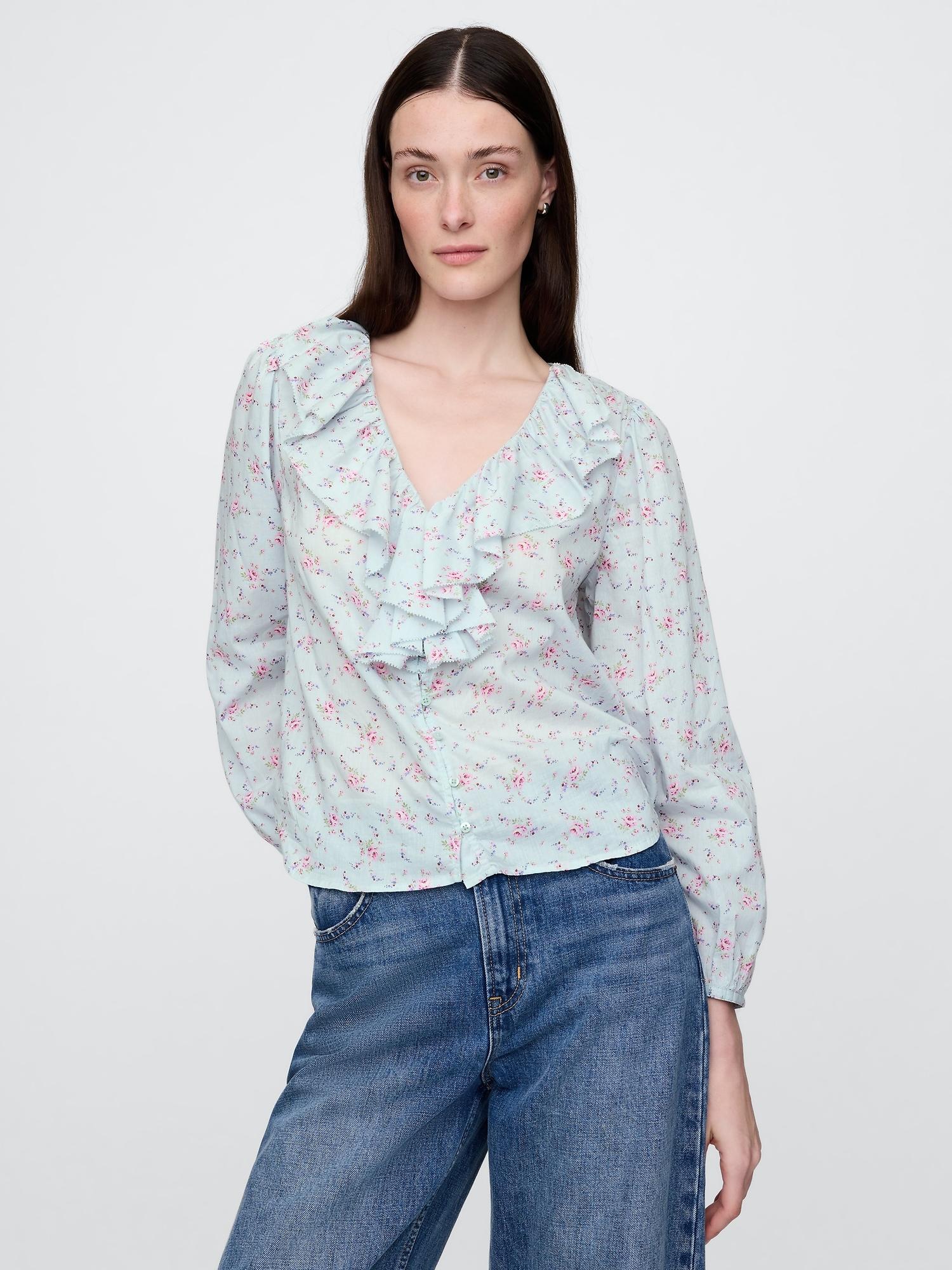 ruffle v-neck shirt
