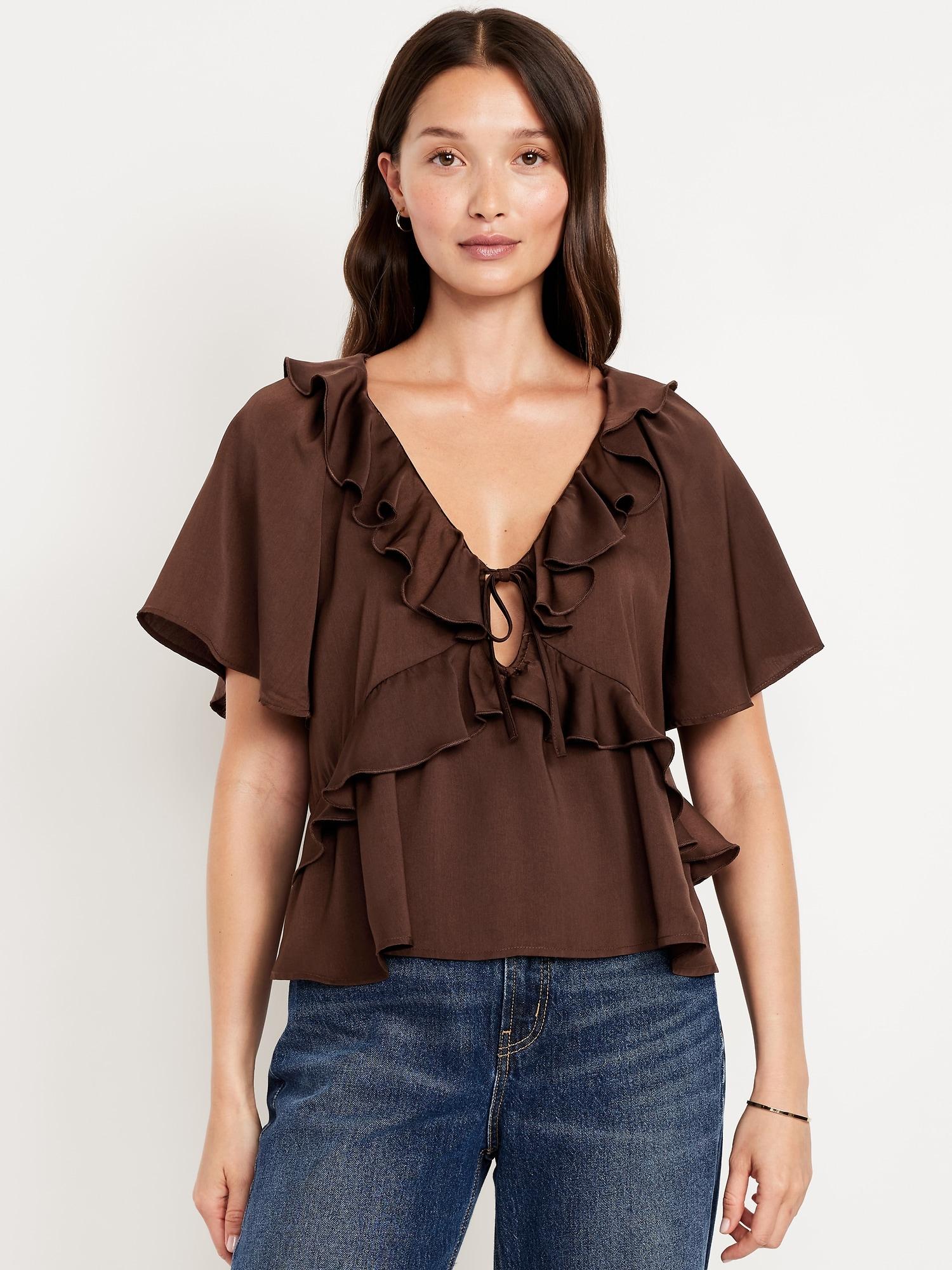 ruffle v-neck top