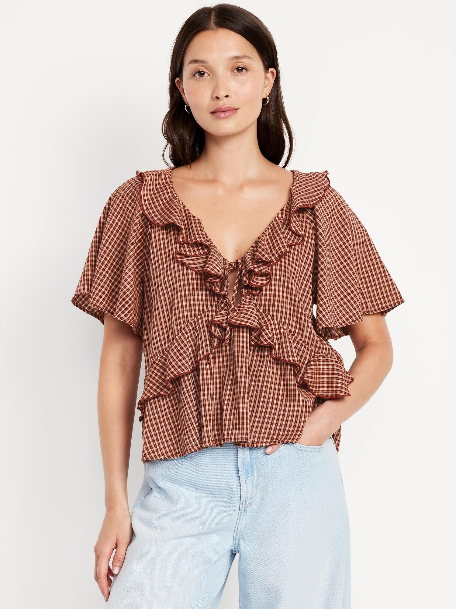 ruffle v-neck top