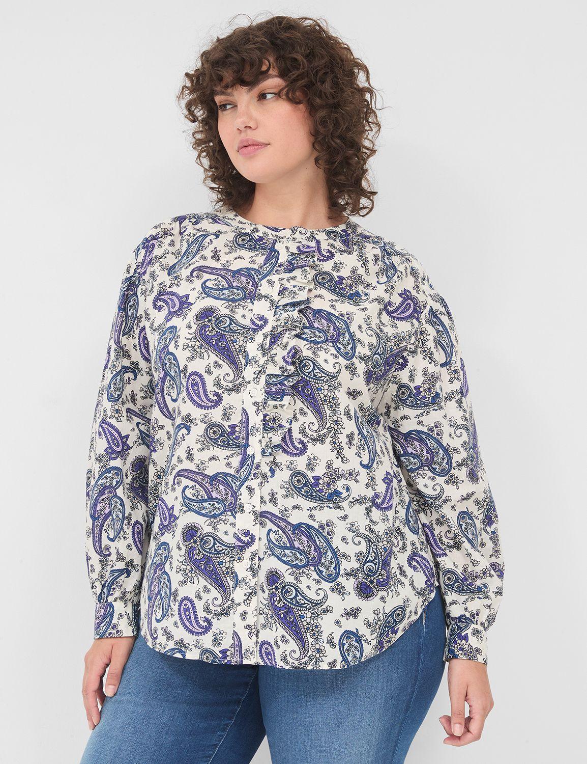 ruffled button-down blouse