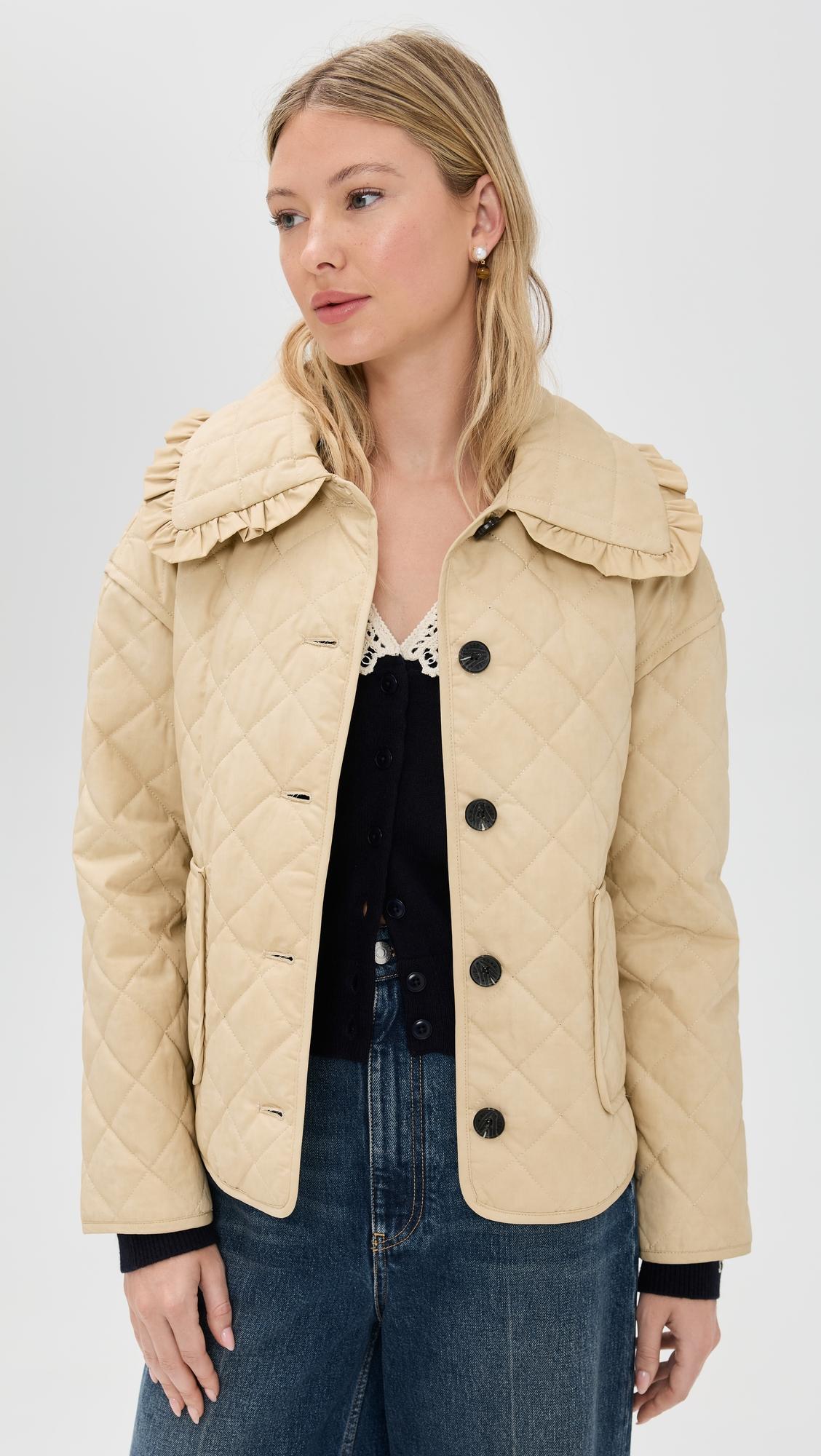 ruffled collar quilted jacket