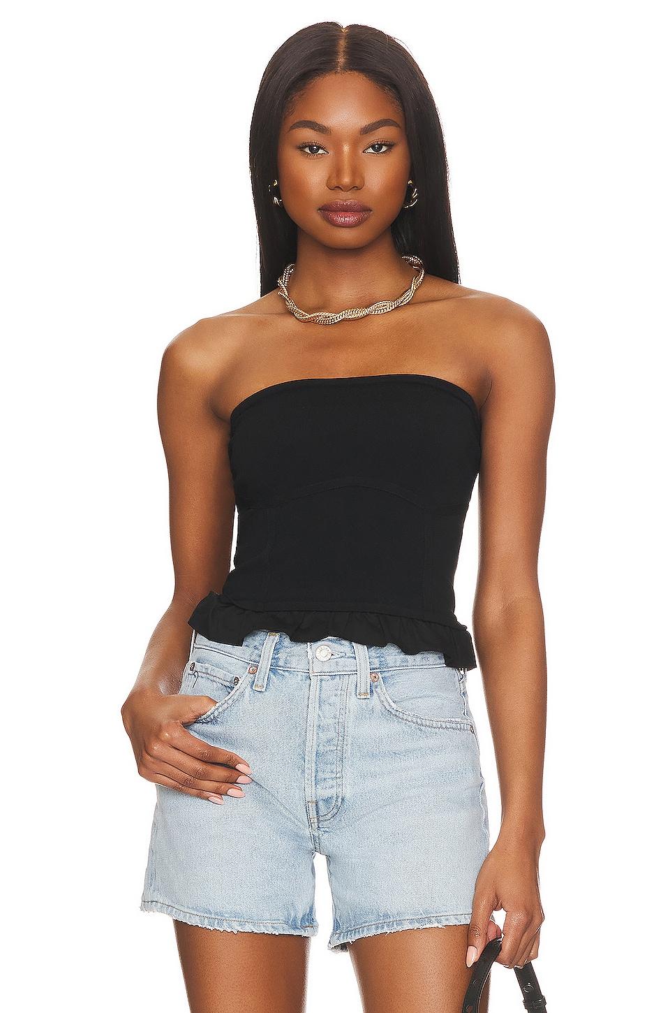 ruffled corset tube top
