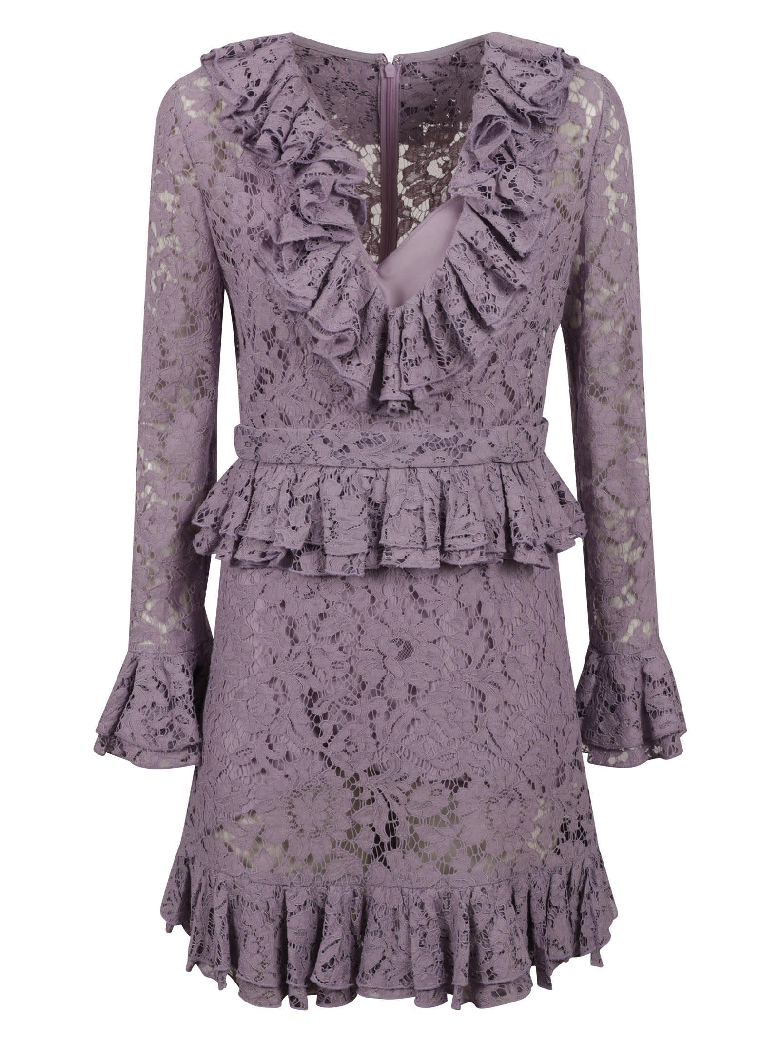 ruffled floral laced dress