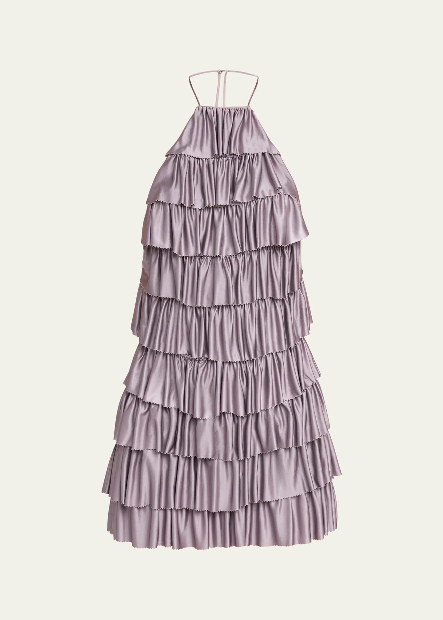 ruffled halter mini dress