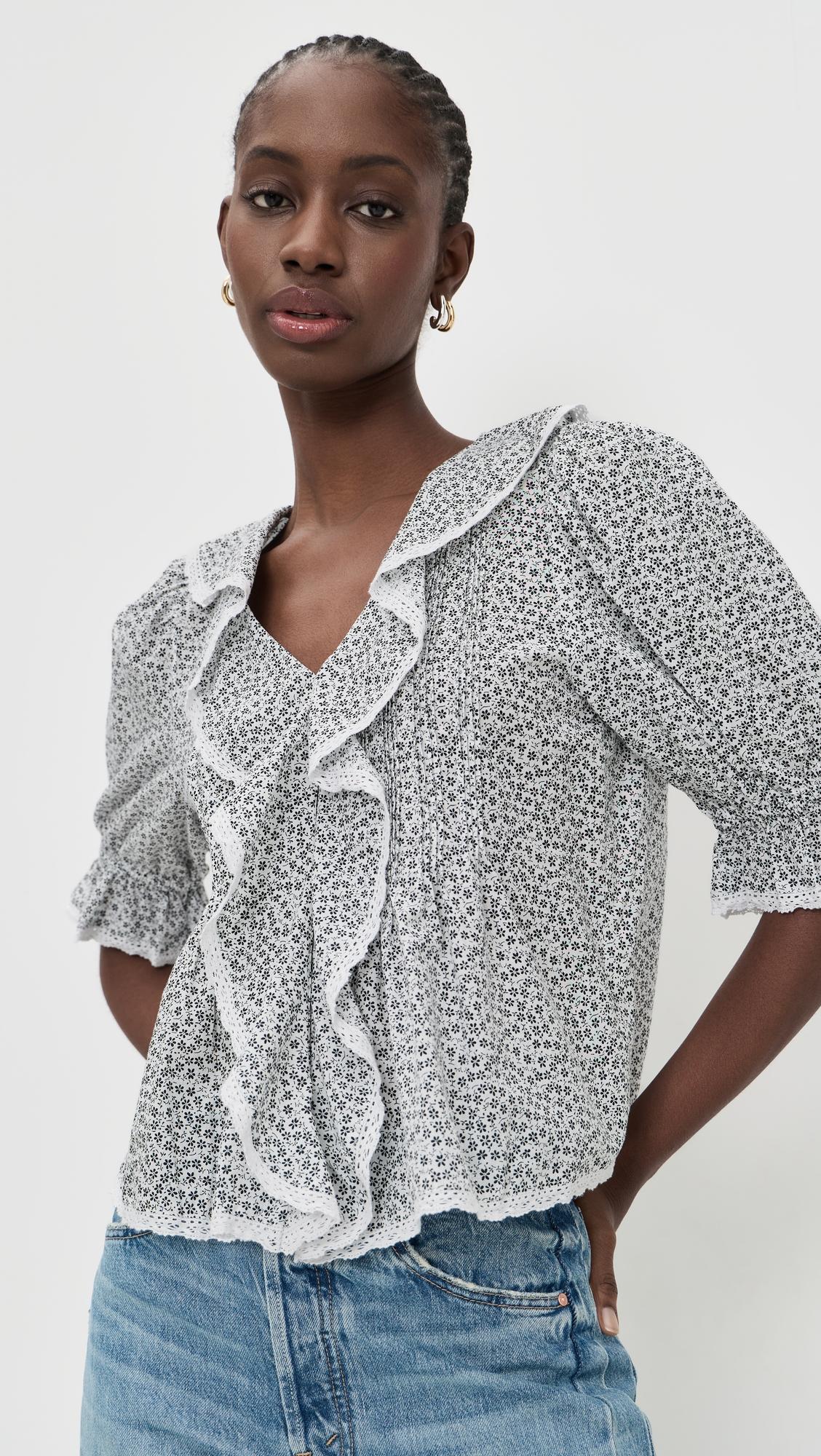 ruffled puff sleeve top