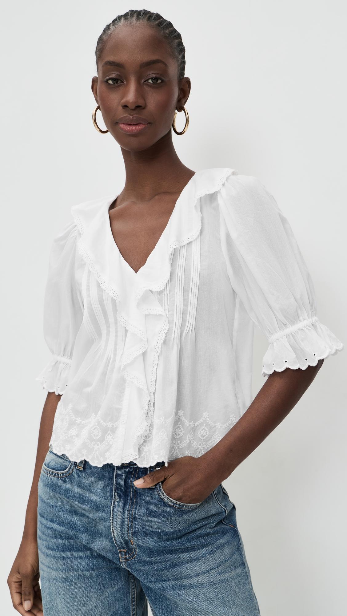 ruffled puff sleeve top