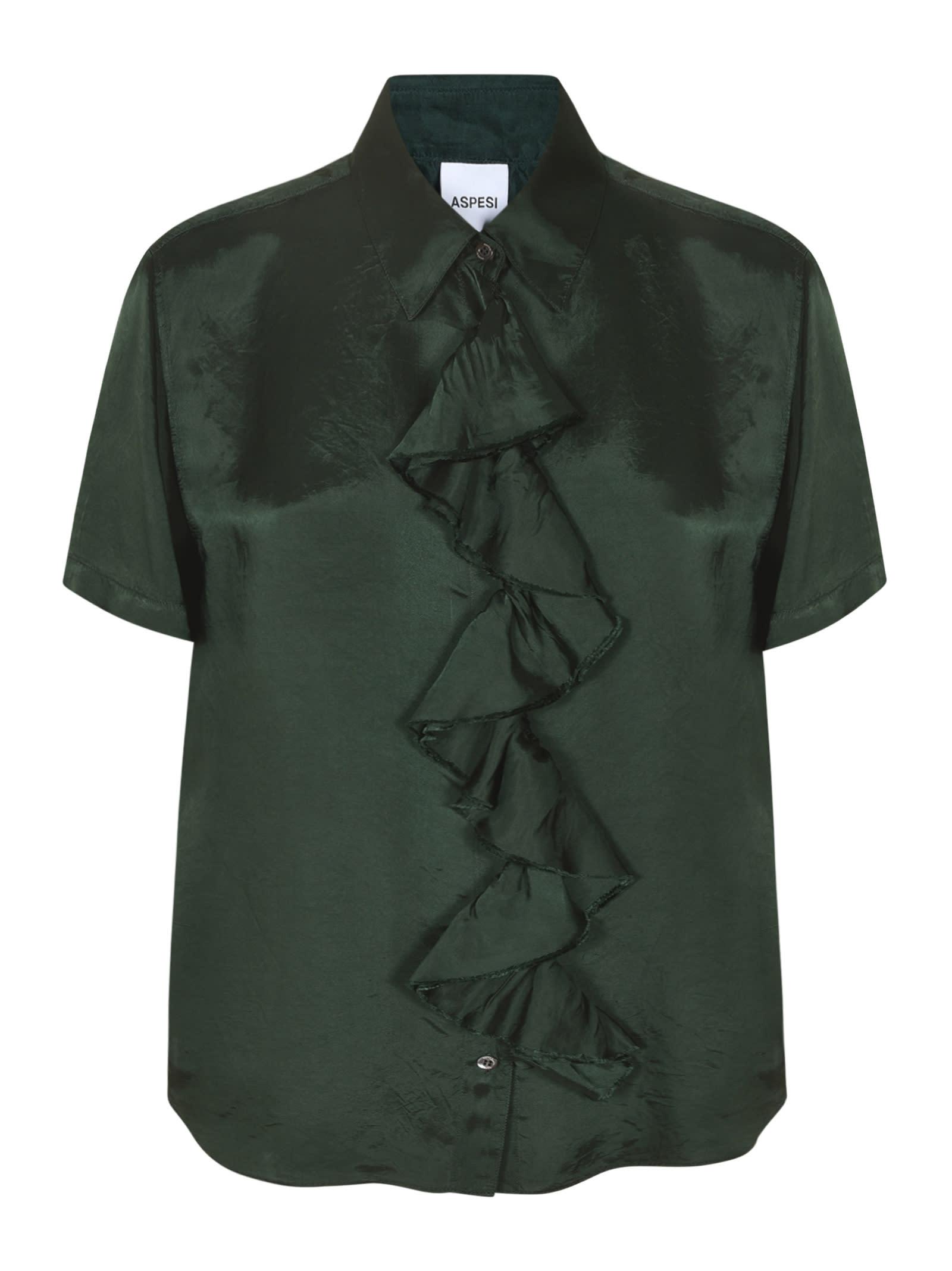 ruffled short-sleeved blouse