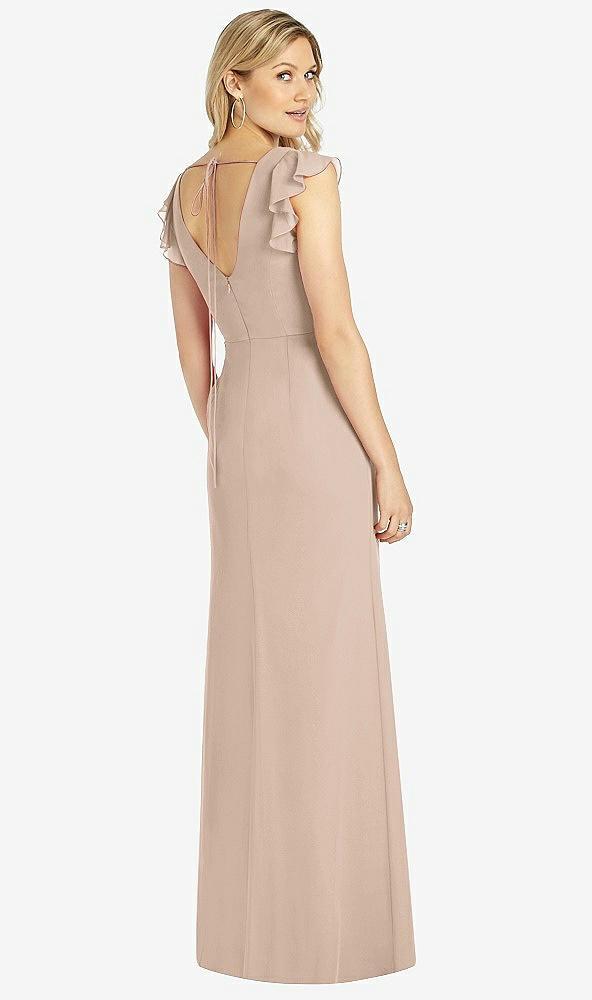 ruffled sleeve mermaid dress with front slit