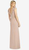 ruffled sleeve mermaid dress with front slit
