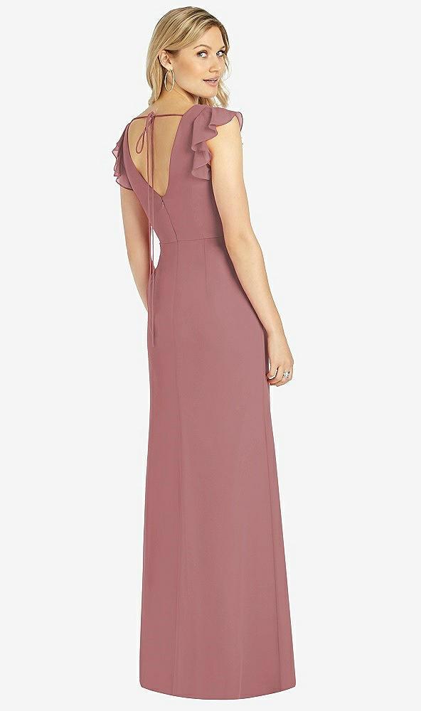 ruffled sleeve mermaid dress with front slit