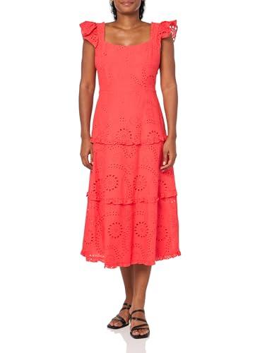 ruffled three tiered scooped neck midi d