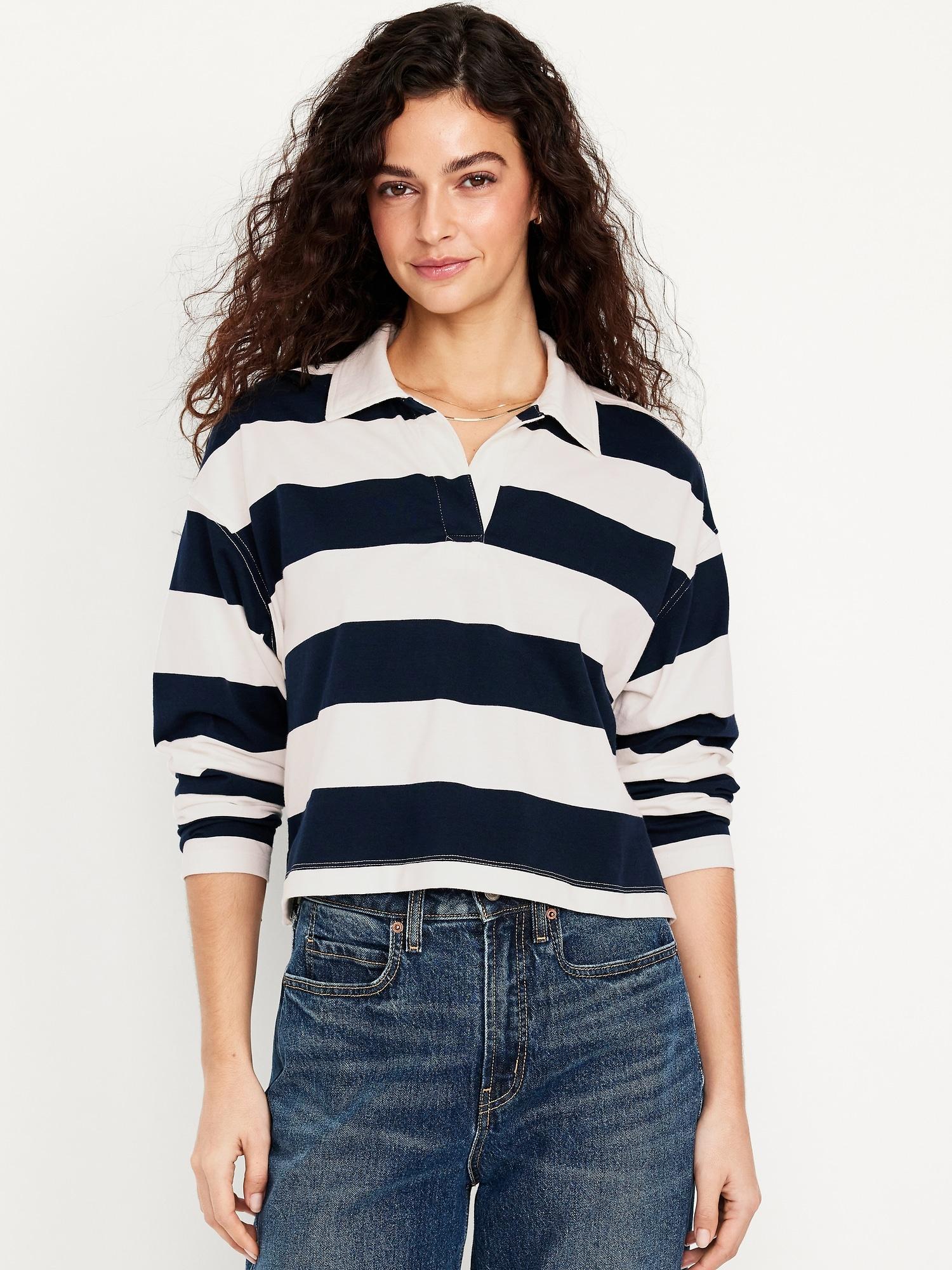 rugby stripe crop polo