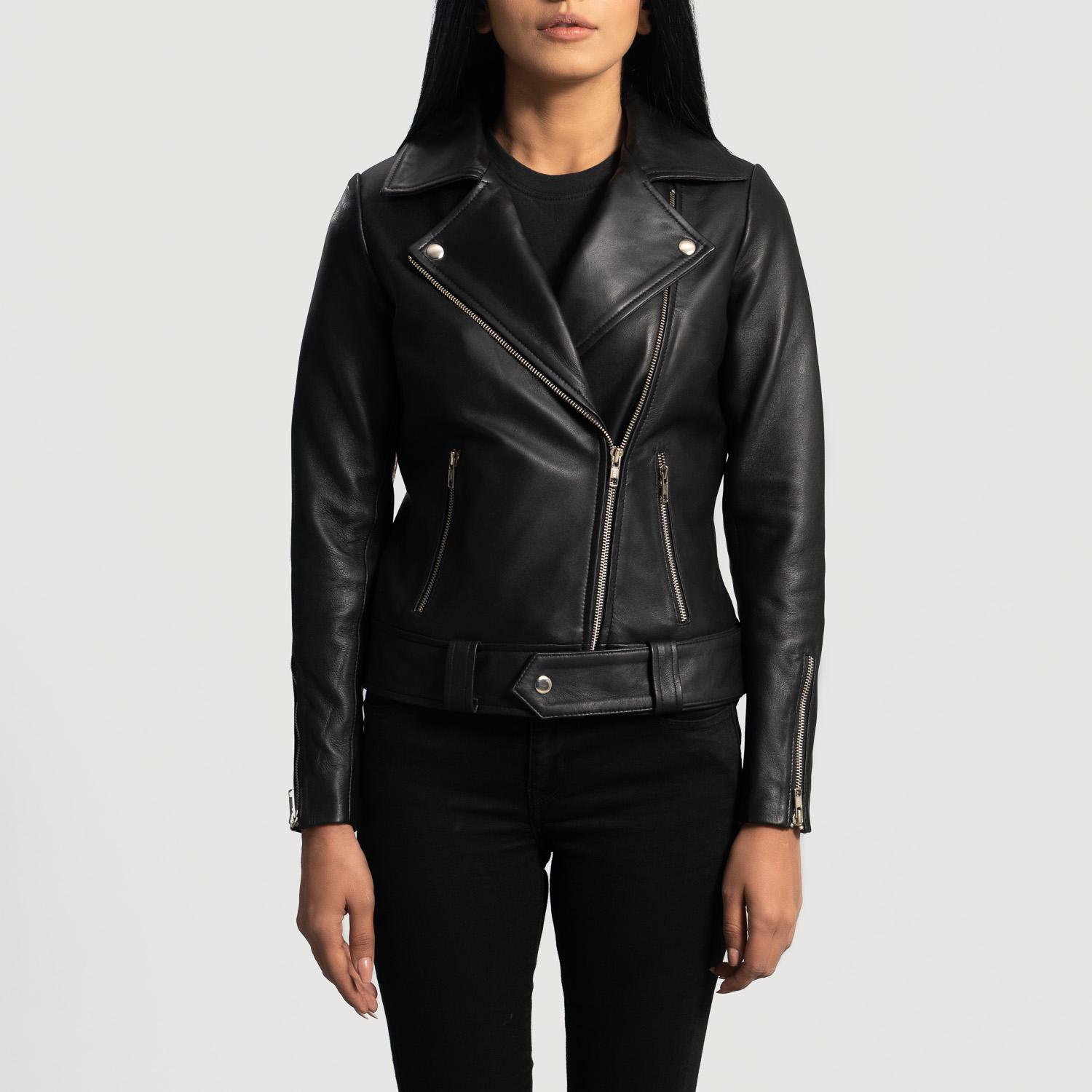 rumy black leather biker jacket