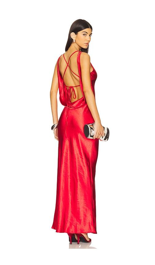 runaway the label adair maxi dress in red.