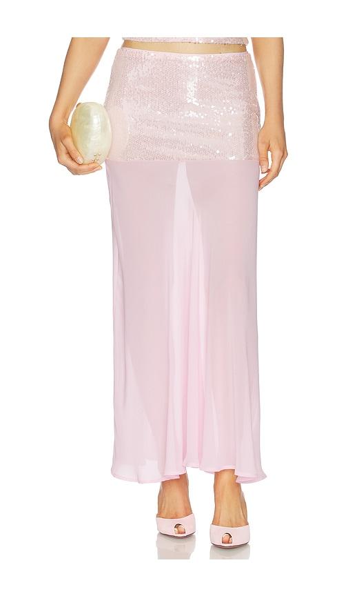 runaway the label adeluna sheer bottom maxi skirt in pink.