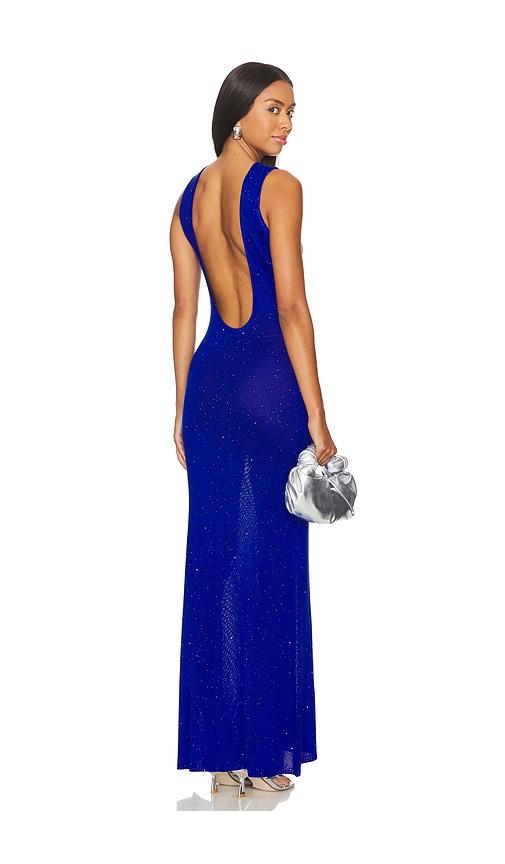 runaway the label adriana maxi dress in royal.