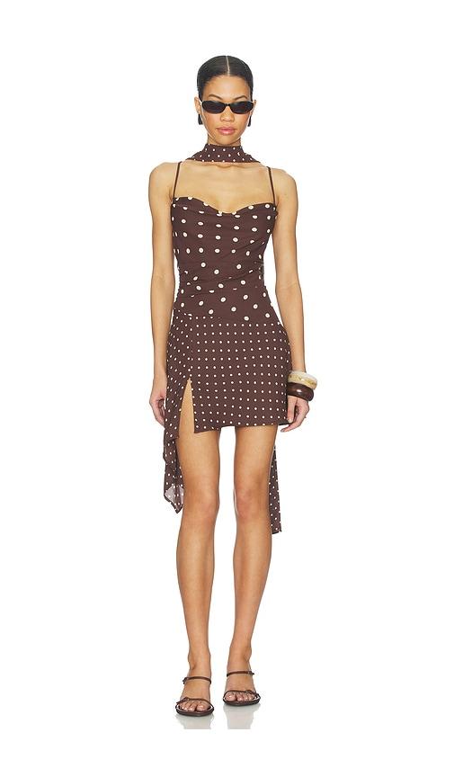 runaway the label alora scoop neck mini dress in chocolate.