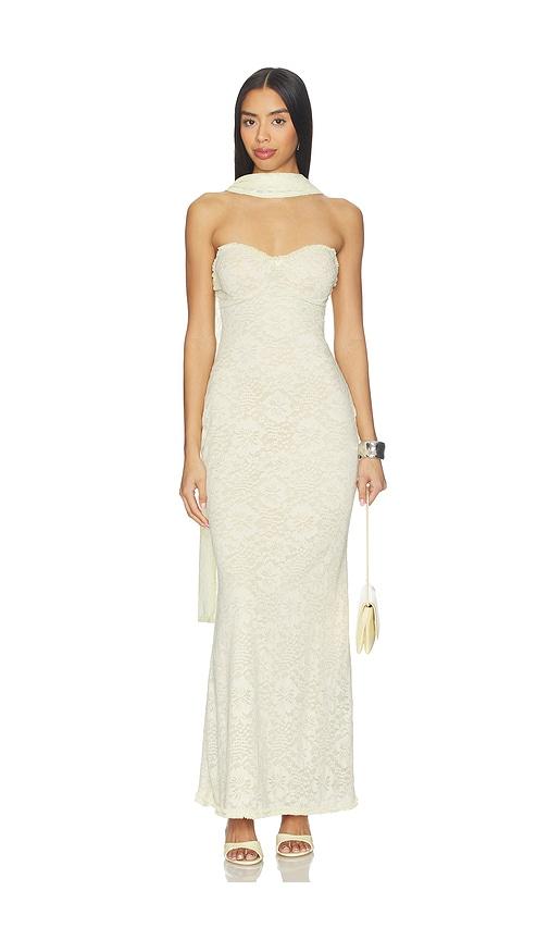 runaway the label amana strapless scarf maxi dress in lemon.