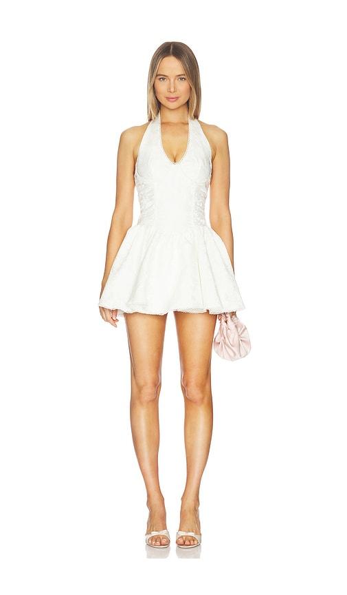 runaway the label amity v- neck corset mini dress in white.
