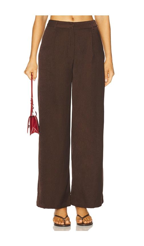 runaway the label arla wide leg pants in chocolate.