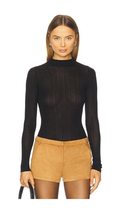 runaway the label aven turtleneck long sleeve top in black.