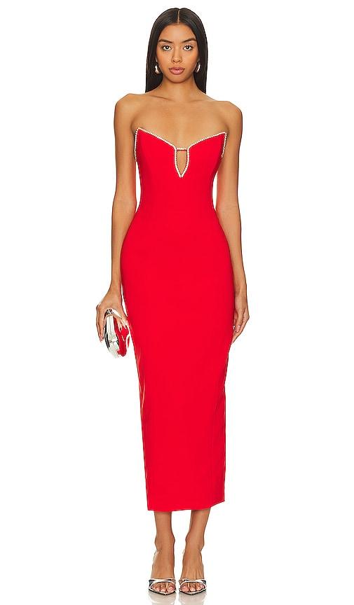runaway the label bec midi dress in red.