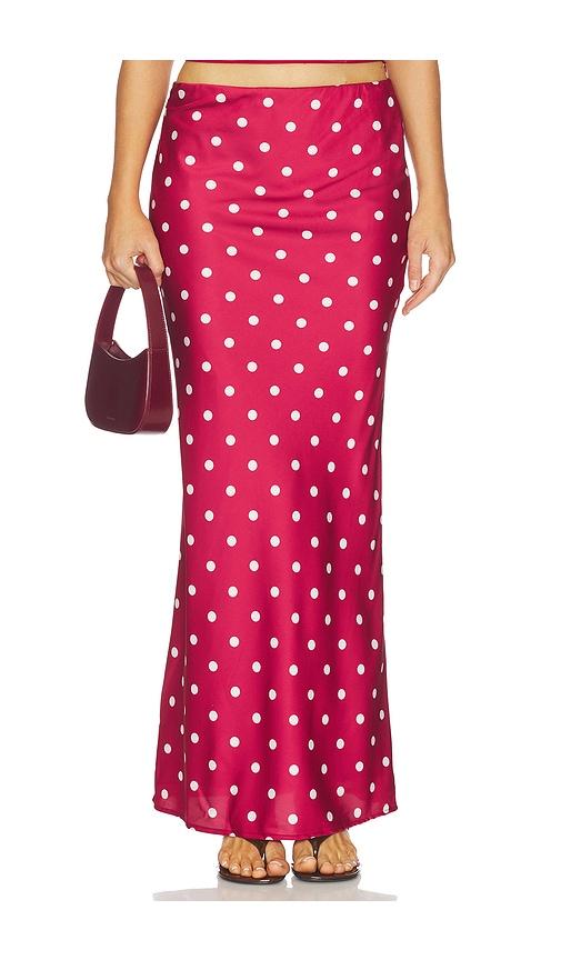 runaway the label blaine maxi skirt in red.