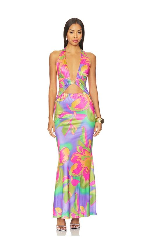 runaway the label halston maxi dress in lavender.