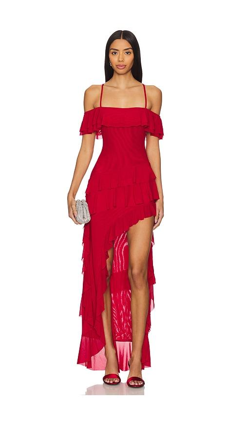runaway the label hariette maxi dress in red.