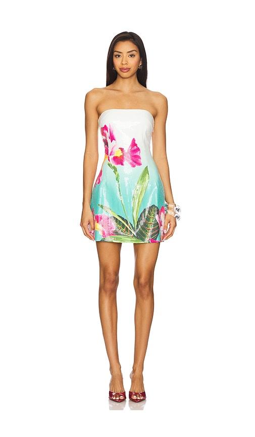 runaway the label ibiza mini dress in teal,ivory.