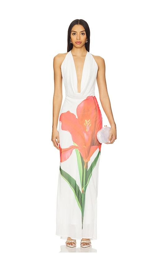 runaway the label jasmina maxi dress in white.